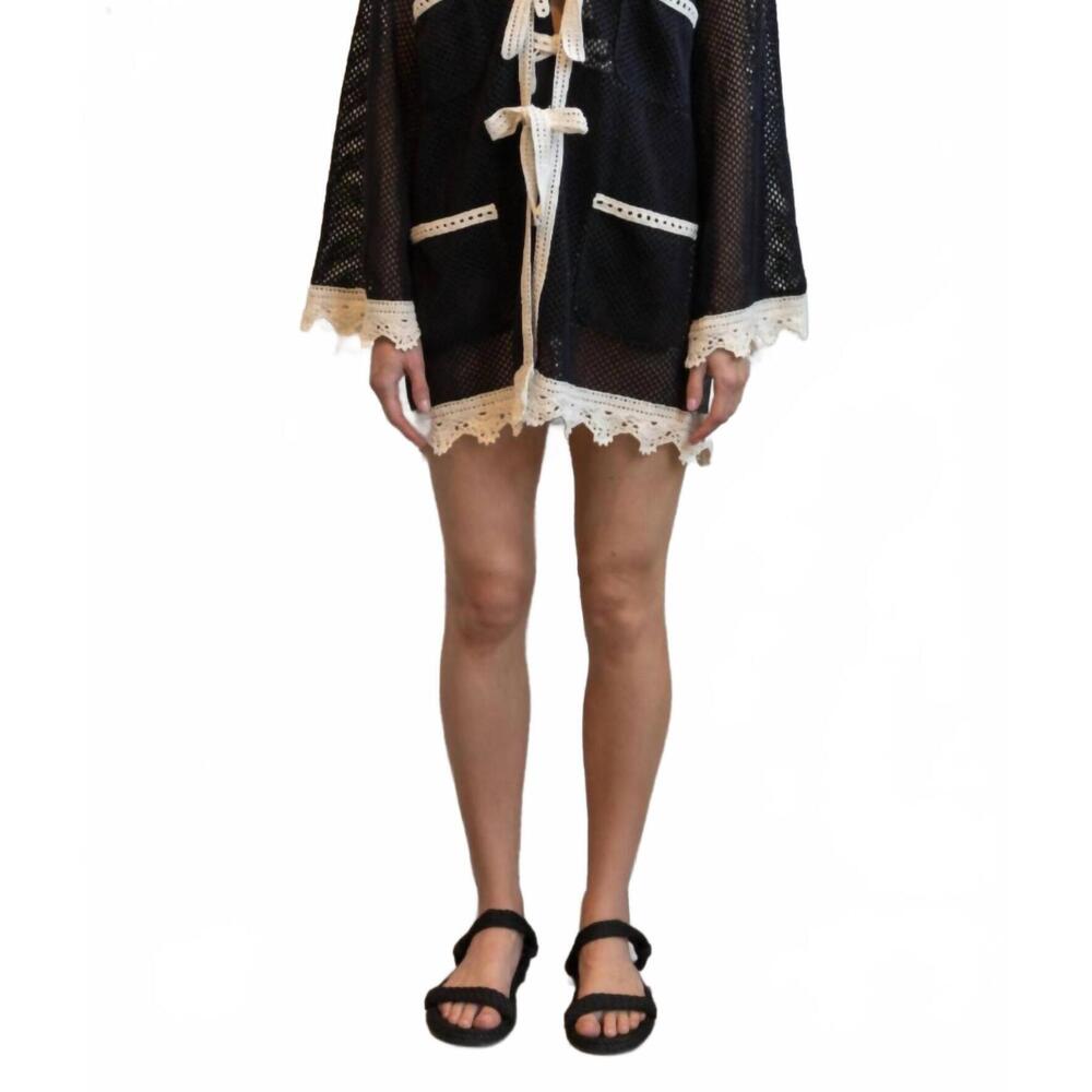 NEW SEA kendall crochet cover up in black